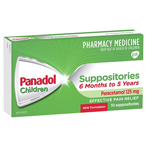 Panadol 125mg Child Suppositories for 6 Months - 5 Years Kids 10 Tablets