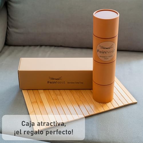 Bandeja para sofá en bambú natural con base antideslizante de alta gama 7