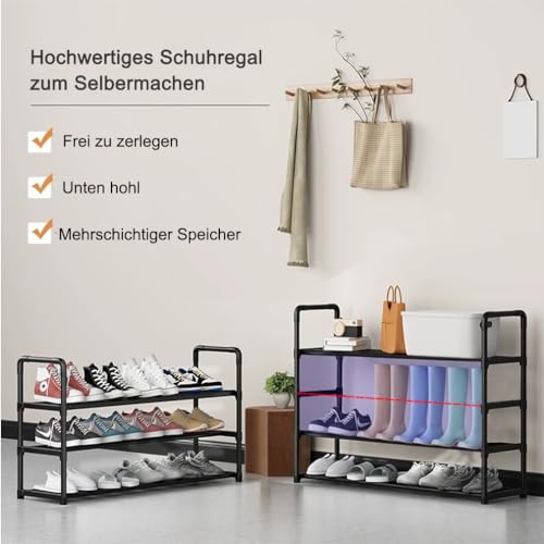 XIANGLV Shoe Rack, 3-Tier Shoe Rack Small, Can Hold 9 works of Shoes, Shoe Shelf Storage Organizer,Anti-Rust Coating - Image 4