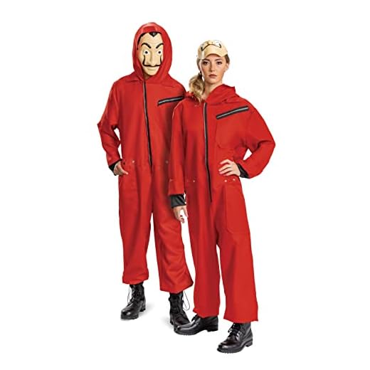 Money Heist Adult Jumpsuit and Mask Fancy Dress Costume Medium