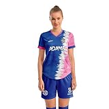ORKY Custom Soccer Jersey, Women Futbol Shirt Short Set, Personalize Name Team Sport Uniform(Blue S)