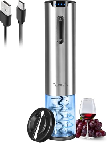 Tomentific Tire Bouchon Électrique,Ouvre Bouteille Professionnel pour Vin Sans Fil Décapsuleur Automatique avec Coupe-Capsule,pour la maison, le restaurant, les fêtes, comme cadeau