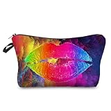 Livel lhood Lip Stylish Print Makeup Bag Cute Makeup Bag Travel Toiletry Zipper Pouch Organizer Gift Colorful Lip Makeup Bag for Girls Sisters