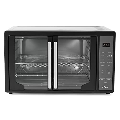 Oster Extra Large Single Pull French Door Turbo Convection Toaster Oven W/ 2 Removable Baking Racks, 60-Minute Timer, & Adjustable Temperature, Black #TOP2