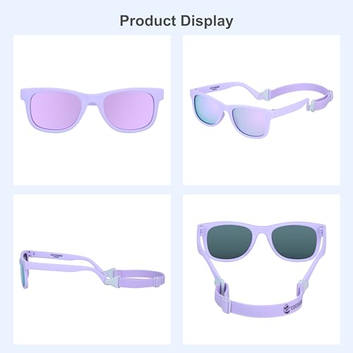 Image of COCOSAND Flexible Polarized Baby Sunglasses with Strap | UV Protection, Bendable, For Toddler Infant Newborn Girl Boy, Age 0-24 Months