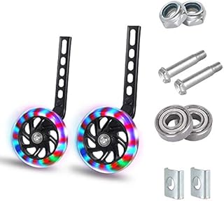 QKTYB Bicycle Training Flash Wheels for Kids, Children Bike Stabilizers Support Wheels Universal Cycling Training Wheels, Stabilisers for Childs Bike 12 14 16 18 20 Inch (1 Pair)