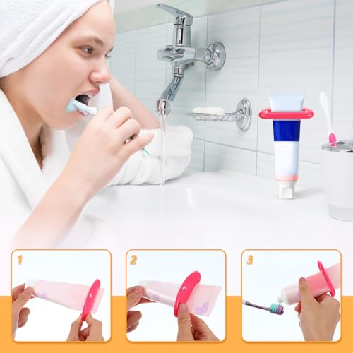 BOHUIZ 8 Pcs Toothpaste Squeezer, Plastic Toothpastes Tube Squeezer Dispenser, Reusable Hanging Toothpaste Clip Toothpastes Holder Suitable for Cream Cosmetics and Paint(Colorful)