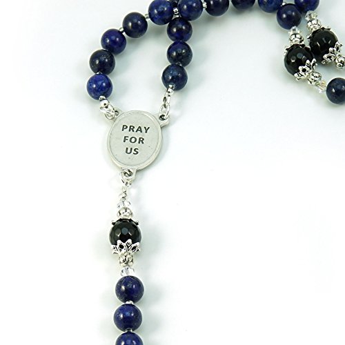 Silver Inches Catholic Prayer Beads Lapis Gemstone Saint Michael Rosary Blessed With Anointing Oil (Not A Necklace) #TOP3