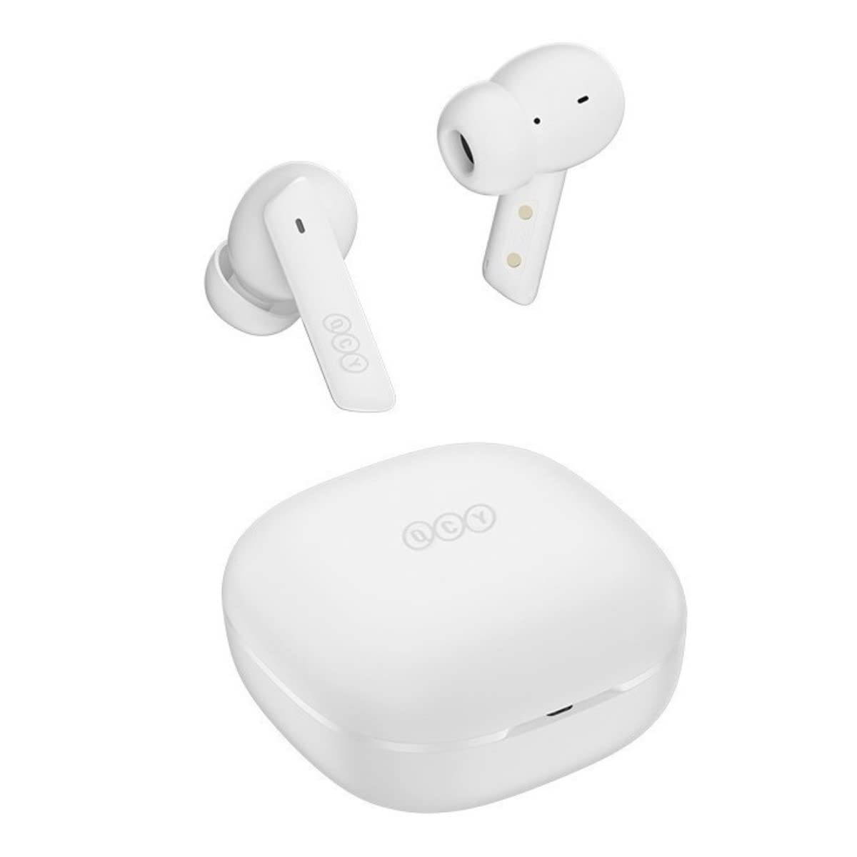 Fone de Ouvido Bluetooth QCY HT05 Melobuds ANC Fone Cancelamento de Ruido Ativo 40db ANC Headphone com 6 Microfone Fone sem fio 30 Tempo de Jogo (Branco)