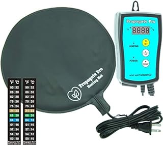 Brewing & Fermentation Heat Pad for Homebrew Beer & Wine Fermenting 120VAC 12 or 25 Watt Heating Mat: Safe for Plastic/Glass Carboy Fermentors w/Heater Temp Strips (10" Heat Mat + Heating Thermostat)