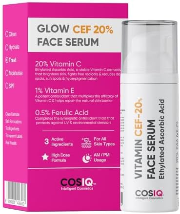 Cos-IQ 20% Vitamin C Serum, 30ml | With Vitamin E & Ferulic Acid