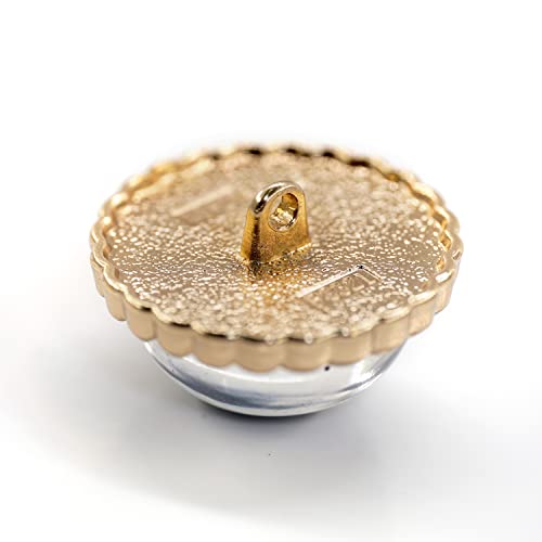 Craftisum 20 Pcs Clear Glass Dome Black Shimmer Layer Sewing Metal Shank Coat Buttons -25Mm -1" #TOP4