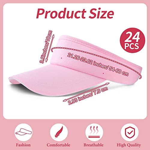 Wesiti 24 Pcs Kids Visors Sun Hat Adjustable Athletic Ponytail Sports Hat Unisex for Children UV Protection Fit 6 to 12 Years Old Assorted Colors Golf Tennis Volleyball Visor Party Favors Gift2