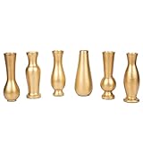 Koyal Wholesale Gold Modern Metal Bud Vases for Flowers, Bulk Set of 6 Small Vases for Flowers, Bud Vases