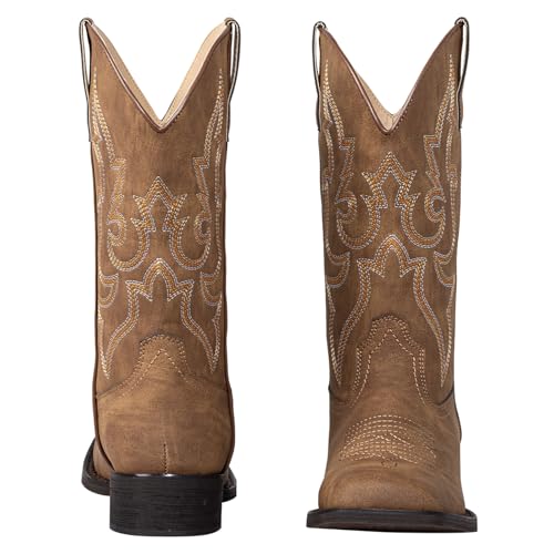 SheSole Square Toe Cowboy Boots for Women Cowgirl Boots Wide Calf Riding Western Boots2