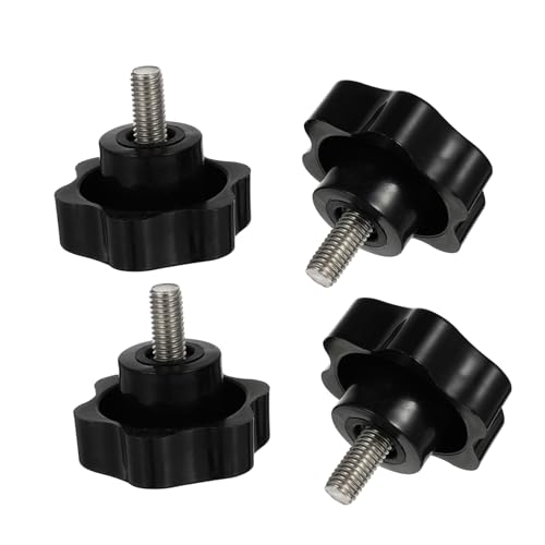HEALEEP 4pcs Plastic Star Hand Knob M8 x 16mm Threaded Clamping Screw for Furniture Easy Install Nuts