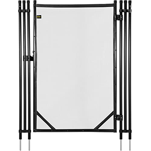 Happybuy Pool Fence Gate 4X2.5 Ft, Pool Safety Fence Gate Kit 1000D Powder Coated Aluminum Pipe, Pool Fences For In Ground Pools 340Gsm Grid Cloth, Black #TOP7