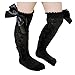 POLG Toddler Baby Girls Solid Knee-High Socks Kids Girl Mid-Calf Length Princess Sock Fashion Warmer Bow Stockings (Black, 3-5 Years)