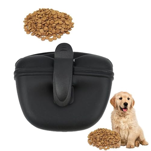 katmerio Silikon Hundeleckerli Beutel aus Silikon Snack Tasche für Hundetraining Kleine Trainingstasche mit magnetischem Verschluss und Taillen Clip