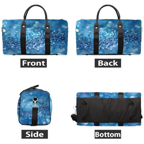 Dreamy Blue Sequins Travel Duffel bag for Men Women Weekender Overnight Bag Gym Bag Carry On Luggage Bags for Yoga Workout Sports2