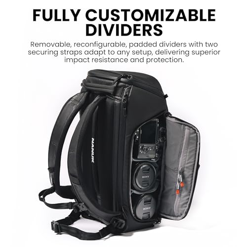 Image of NANUK N-PVD 18L Backpack Camera Bag for Photographers - Hardshell & Highly Water-Resistant | Fits 1 to 2 Camera Bodies, 2 Lenses, Tripod, 14 inch Laptop, & More | 18l Water-Repellent Camera Backpack, Fits 1-2 Bodies, 2 Lenses and 14 Laptop, Removable Tri-Base Dividers, Eva Base