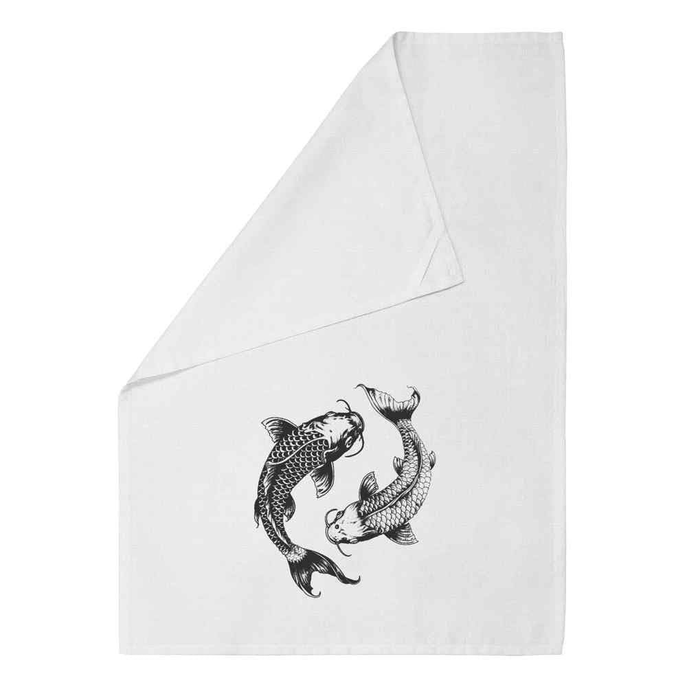 Azeeda 'Couple of Koi Fish' White Cotton Tea Towel/Dish Cloth (TW00038134)