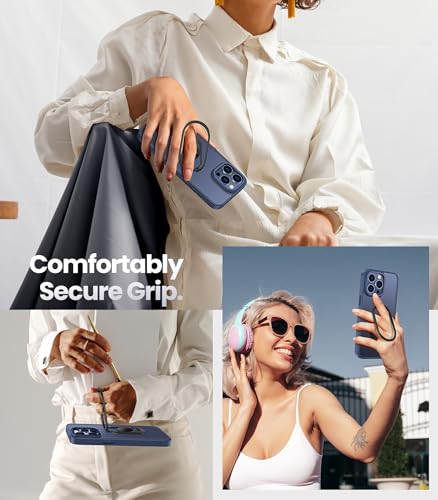 Image of Shields Up for iPhone 15 Pro Max Case with Stand, Phone Case Clear with Double Ring Holder [Adjustable & Foldable] Shockproof Protective Matte Cover for iPhone 15 Pro Max 6.7 inch - Frosted Blue
