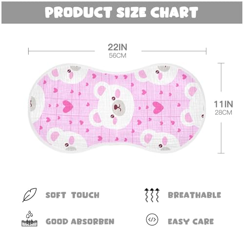 Baby Burp Cloths, Soft Absorbent Burping Cloths for Babies, Cotton Milk Spit Up Rags, Large Size for Newborns, Baby Boys and Girls (Bear Faces Pattern)4