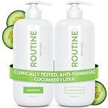 Routine Wellness 1 Liter Anti-Thinning Shampoo and Conditioner Set for Thinning Hair - Biotin DHT Blocker Women & Men - Color Safe Shampoo for Hair Loss - 1 Liter Set - Cucumber