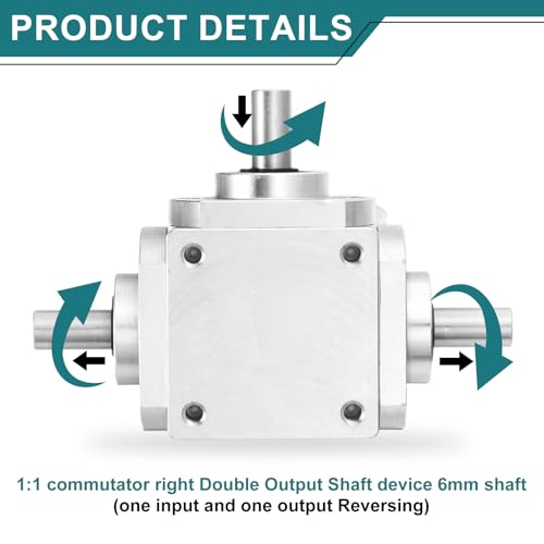 Image of uxcell Gear Box 90 Degree Right Angle Bevel Gearbox 1:1 Reversing Double Output Shaft 1 Module 20 Teeth Bevel Gear Aluminum Frame Simple Mechanical DIY Module 8mm Shaft,92x66x30mm(LxWxH)