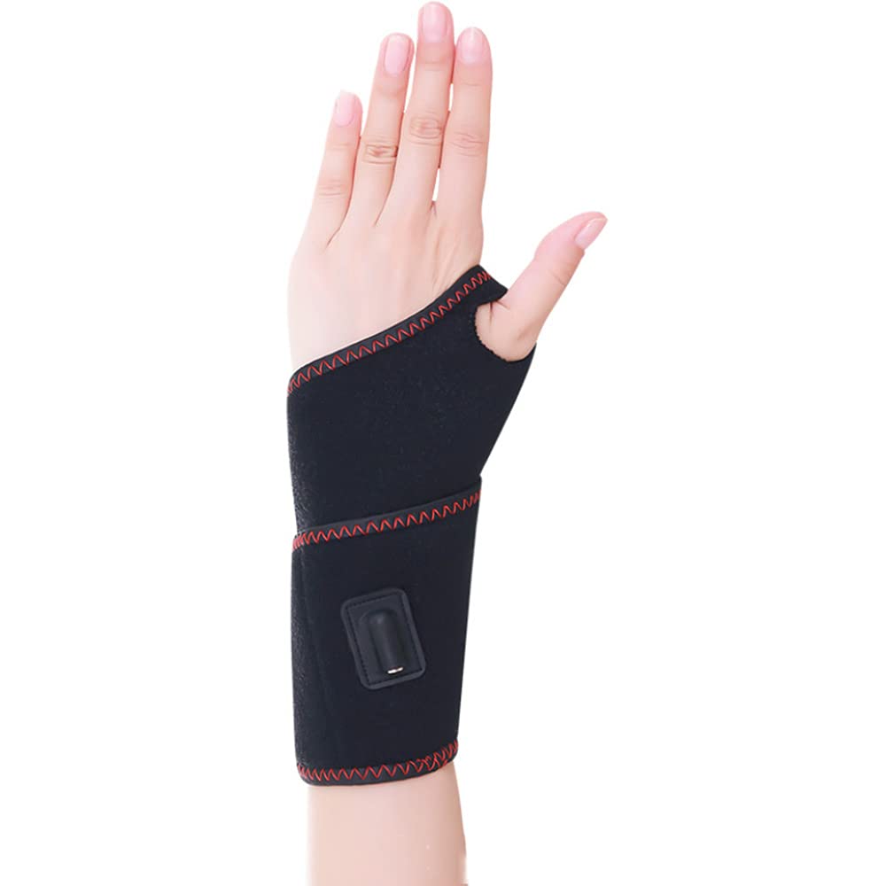 Fascia per Tutore Riscaldato per Polso, Riloer 3 Livelli Regolabili per Alleviare il Dolore Fascia per Tutore Riscaldato per Polso con Ricarica USB DC, Mano Giusto con Funzione di Massaggio
