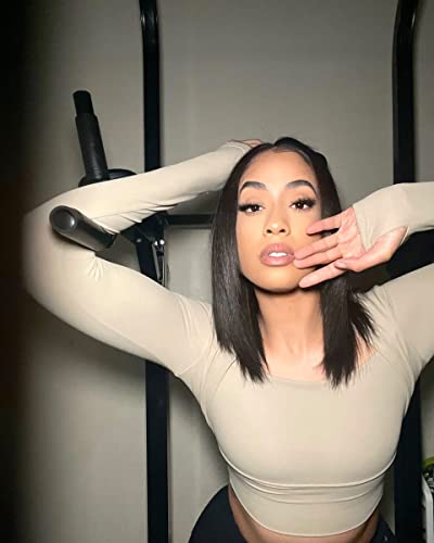 Micoson Lightweight Yoga Crop Tops Slim Fit Long Sleeve Workout Shirts For Women Khaki Beige Small #TOP2