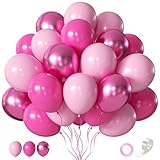 CVPARTON Pink Balloons Set, 55 PCS Metallic Pink Balloons, Baby Pink, Hot Pink 12 Inch Latex Balloon for Girls Women Birthday Party, Bridal Shower, Baby Shower, Wedding, Princess Party Decoration
