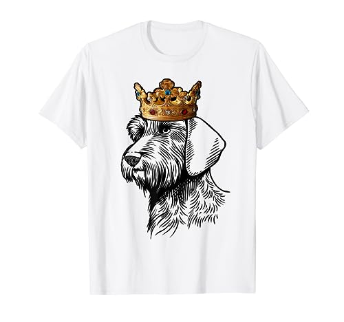 Wirehaired Dachshund Dog Wearing Crown T-Shirt, Black