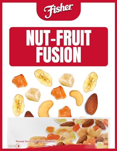 Fisher Nuts Snack Tropical Trail Mix, Banana Chips, Almonds, Cashews, Dried Sweetened Pineapple and Mango, 3.5 Ounces