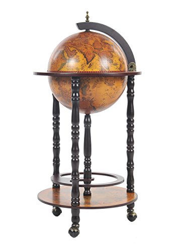 Old Modern Handicrafts Globe Bar Table With 4 Leg Stand, 30Mm, Red #TOP1