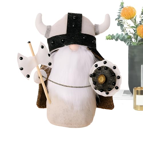 Statua di Gnômo scandinavo per ornamenti - Mini decorazioni elfo guerriero, statuetta nana nordica, ornamento vintage fatto a mano, affascinante scultura da giardino | Decorazione domestica stravagant