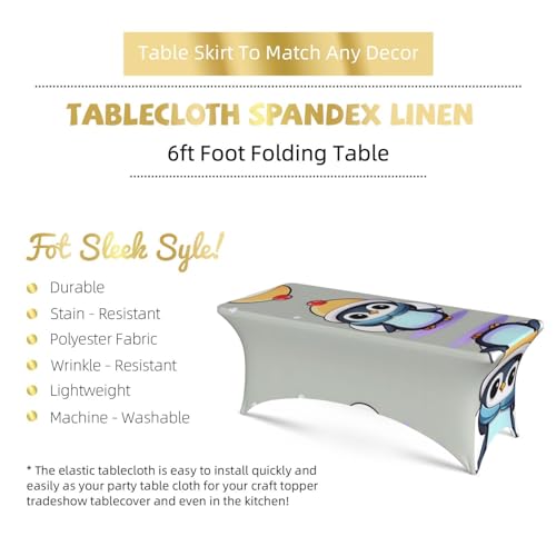 Housse de table rectangulaire extensible en élasthanne imprimé pingouin - 6