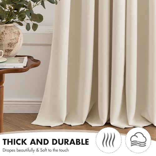 Image of MIULEE Birch Blackout Bedroom Curtains Drapes 96 Inch Long 52 inchx96 inch | Grommet Top, Room Darkening Window Drapes, Privacy Protection, Thermal Insulated, Heat Blocking, Light Blocking