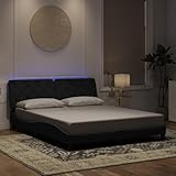 Owoxanthellate Samt Polsterbett mit LED Doppelbett 160x200 cm Schwarz...