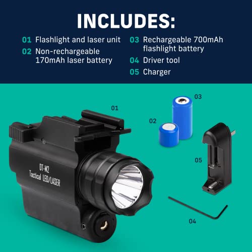 Defendtek Gun Flashlights - Rechargeable, Rail-Mounted Flashlight And Red Laser Light Combo For Shotgun, Pistol And Handgun - Gun Accessories & Weapons - Dt-M2﻿ #TOP2