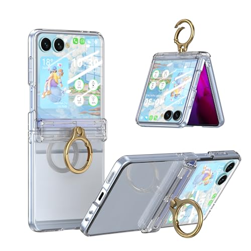DAKORIE Case for Samsung Galaxy Z Flip 8 Case Built-in Screen Protector with Ring Kickstand Shockproof Phone Cover for Galaxy Z Flip 8 2026 5G - Clear