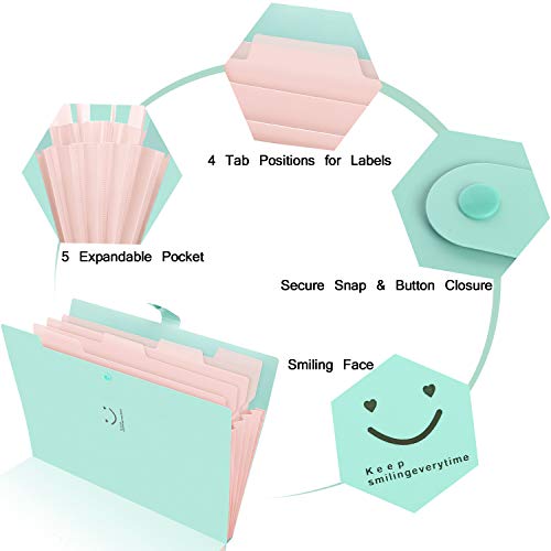 Skydue Expanding File Folder,Expandable Folder,Letter A4 Paper Accordion Document Organizer (Jade) #TOP2