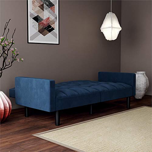 Dhp Hayden Convertible Sofa Sleeper Futon With Arms - Blue Microfiber #TOP4