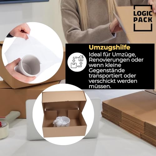 LOGIC PACK Verpackungsmaterial 100 Stk. Schaumfolie für Umzug Lagerung von Geschirr und Glas, leicht und halbtransparent Packpapier Umzugsmaterial 300 mm x 300 mm x 1 mm (Schaumstoffbeutel)