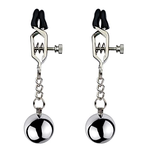 Jinqian Edelstahl Verstellbare Nippelklemmen mit Gewicht Kugeln Nippelketten Damen Nippelklemmen Sexspielzeug Nippel und Klitoris Strecker Brust Clip für Anfänger von BDSM Bondage und Rollenspielen