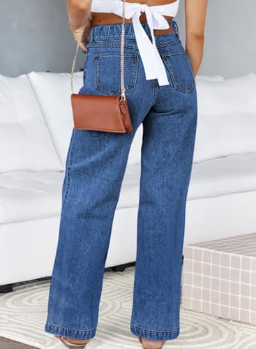 Eytino Women's Plus Size Jeans High Waisted Straight Leg Stretchy Jeans Trendy Casual Loose Denim Pants with Pockets(1X-5X)2