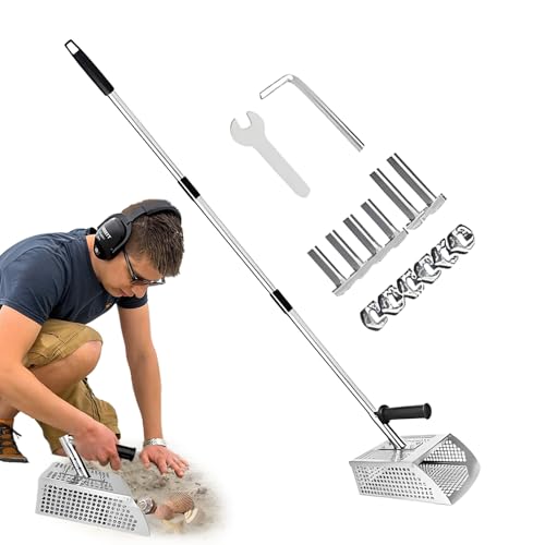 Pala da spiaggia - Pala setacciatrice a sabbia | in acciaio inossidabile con manico lungo antiscivolo per le attività di setacciamento, scavare e caccia al tesoro sul