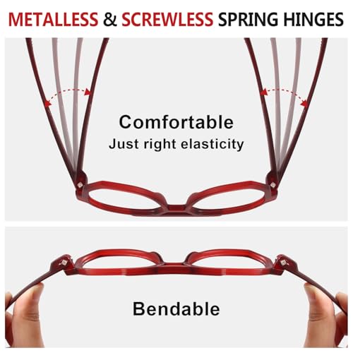 Image of Eyekepper Metalless Screwless Spring Hinge Reading Glasses for Women - 6 Pack Oversize Pilot Readers +3.75
