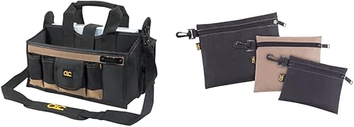 Miniatura 7 de Bolsa de herramientas con bandeja central Custom Leathercraft 15 bolsillos 16 pulgadas